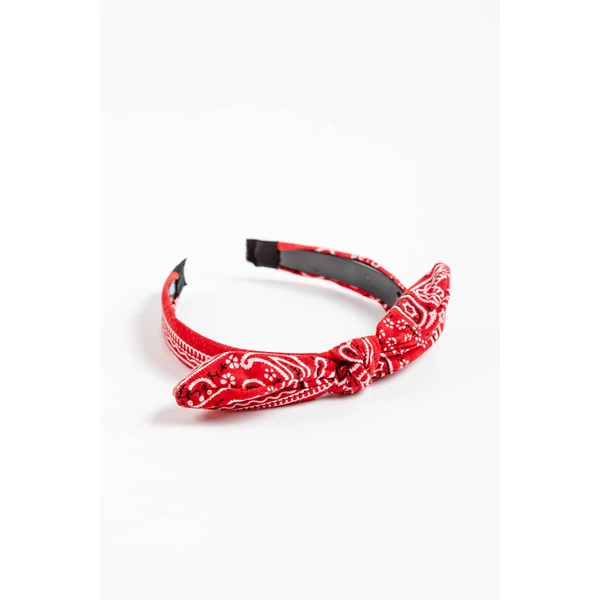 A & ONE Piros Bandana Mintás Hajpánt Masnival