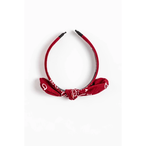 A & ONE Bordó Bandana Mintás Hajpánt Masnival