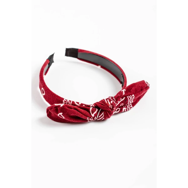 A & ONE Bordó Bandana Mintás Hajpánt Masnival
