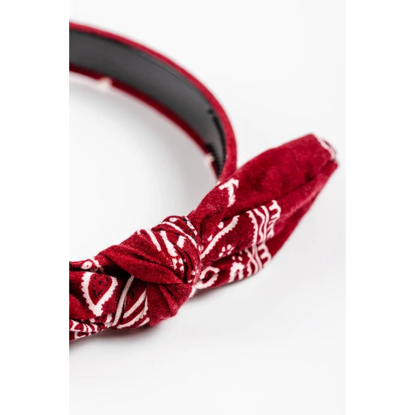 A & ONE Bordó Bandana Mintás Hajpánt Masnival