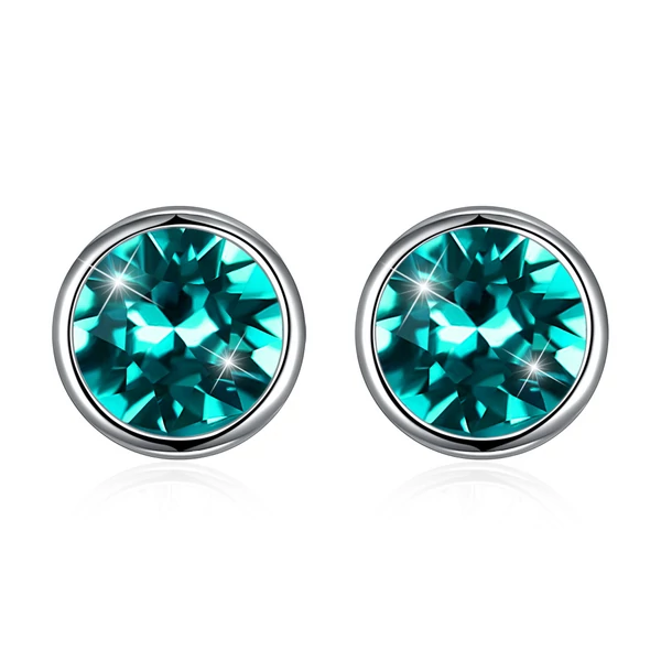 A & ONE Ezüst Fülbevaló Türkizkék Swarovski® Kristállyal