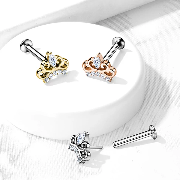 A & ONE 14 Karátos Arannyal Bevont Ezüst Színű Korona Formájú Piercing