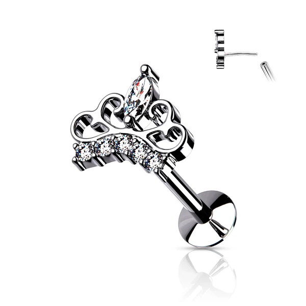 A & ONE 14 Karátos Arannyal Bevont Ezüst Színű Korona Formájú Piercing