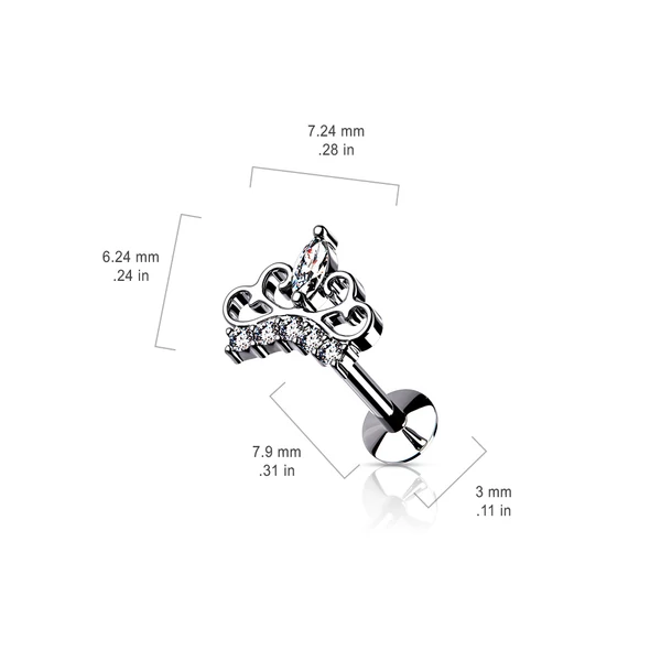A & ONE 14 Karátos Arannyal Bevont Ezüst Színű Korona Formájú Piercing