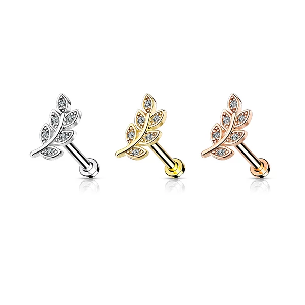 A & ONE 14 Karátos Arannyal Bevont Ezüst Színű Levél Formájú Piercing