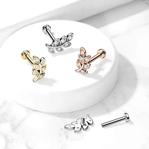 A & ONE 14 Karátos Arannyal Bevont Ezüst Színű Levél Formájú Piercing