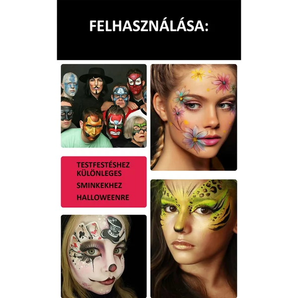 Borrence Test És Arc Festék 12 Színnel