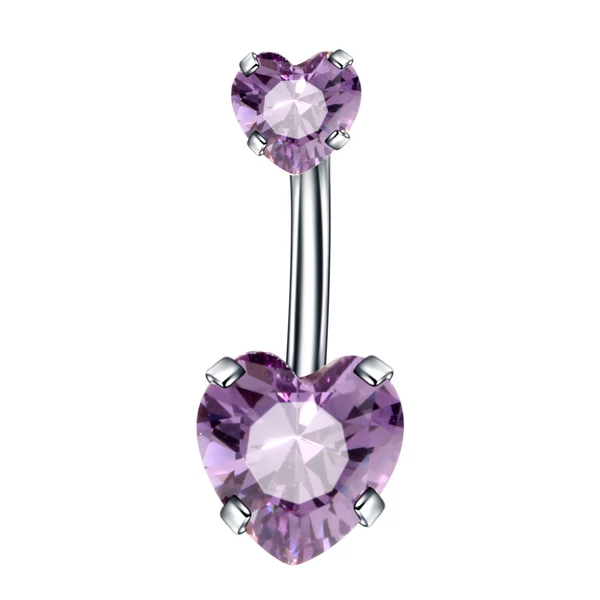 A & ONE Orvosi Acélból Készült Piercing Lila Szív Alakú Kővel