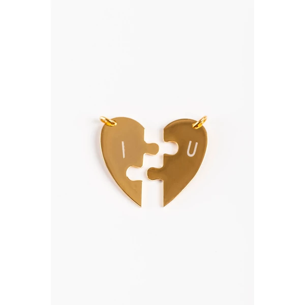 A & ONE Arany Színű Két Részből Álló Szív I ♡ U Medál - Pároknak
