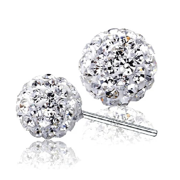A & ONE Ezüst Gömb Fülbevaló Swarovski® Kristályokkal Díszítve