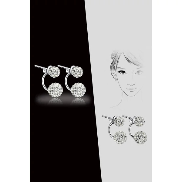 A & ONE Ezüst Dupla Végű Fülbevaló Swarovski® Kristályokkal Díszítve