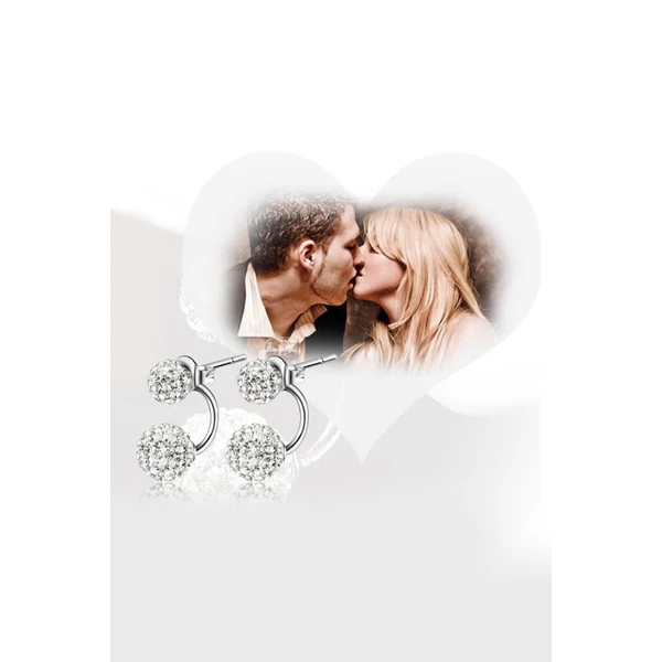 A & ONE Ezüst Dupla Végű Fülbevaló Swarovski® Kristályokkal Díszítve