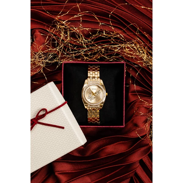 A&ONE Arany Színű Köves Pillangókkal Díszített Elegáns Női Karóra