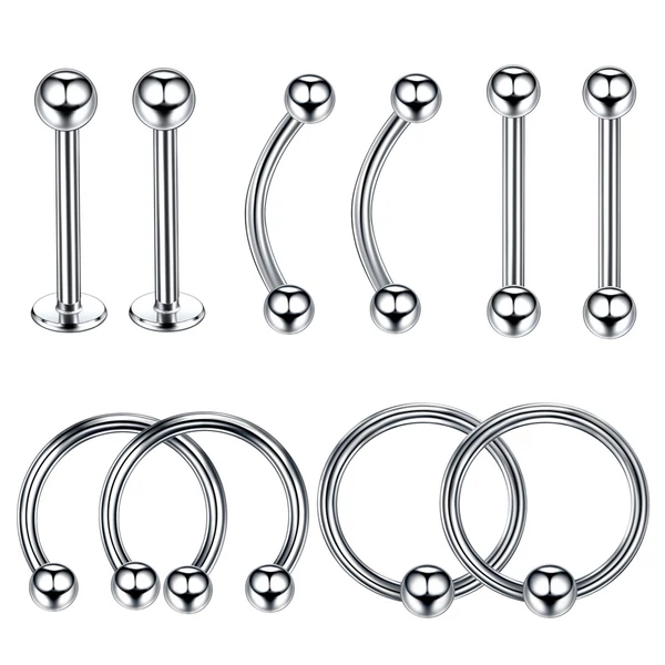 A & ONE Ezüst Színű  10 Darabos Orvosi Acélból Készült Piercing Szett 8mm