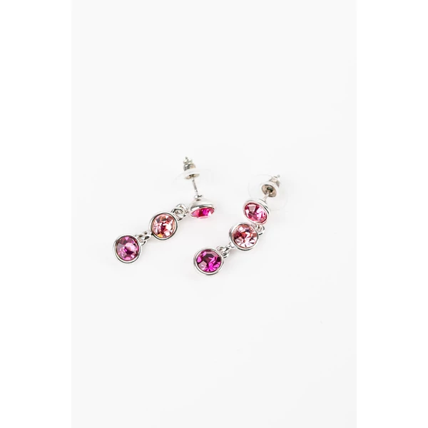 A & ONE Rózsaszín Swarovski® Köves Nikkelmentes Fémből Készült Női Lógós Fülbevaló