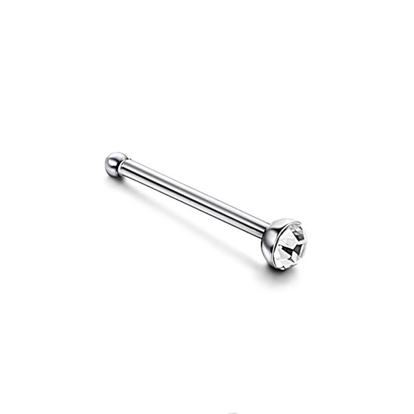 A & ONE Ezüst Színű Titánium Piercing, Fehér Kristály Kővel, 8,6 mm