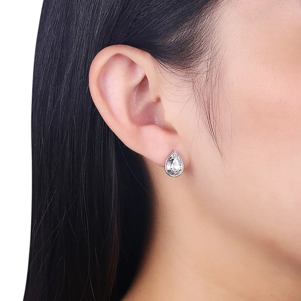 A & ONE S925 Ezüst Csepp Alakú Fülbevaló Fehér Swarovski® Kristállyal
