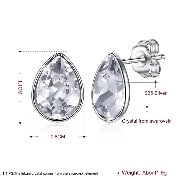 A & ONE S925 Ezüst Csepp Alakú Fülbevaló Fehér Swarovski® Kristállyal