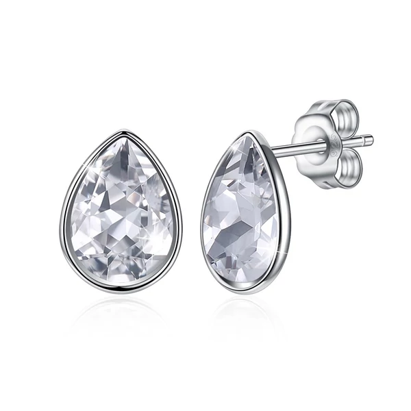 A & ONE S925 Ezüst Csepp Alakú Fülbevaló Fehér Swarovski® Kristállyal