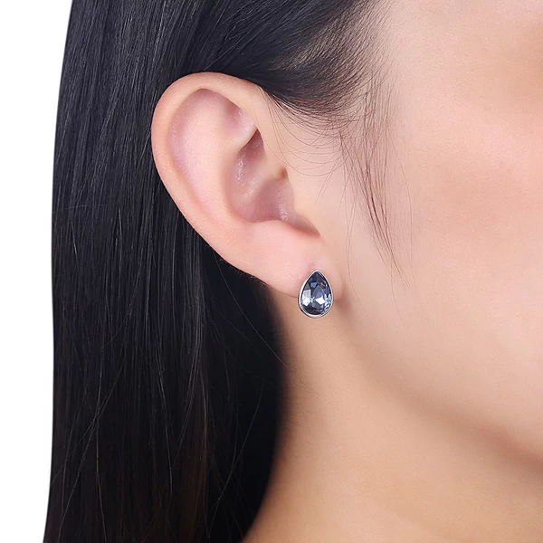 A & ONE S925 Ezüst Csepp Alakú Fülbevaló Kék Swarovski® Kristállyal