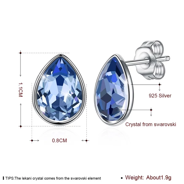 A & ONE S925 Ezüst Csepp Alakú Fülbevaló Kék Swarovski® Kristállyal