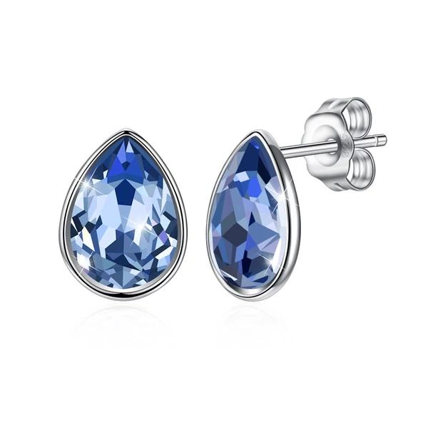 A & ONE S925 Ezüst Csepp Alakú Fülbevaló Kék Swarovski® Kristállyal