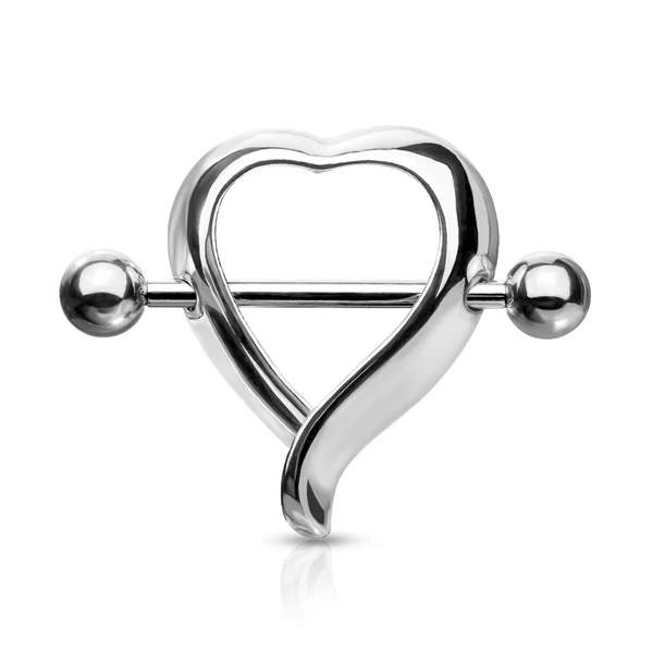 A & ONE Ezüst Színű Orvosi Acél Szívecskés Mell Piercing