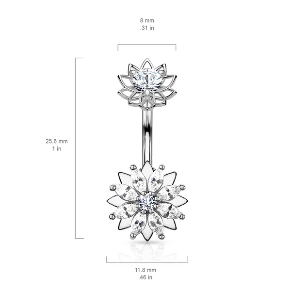 A & ONE 14K Arannyal Bevont Ezüst Orvosi Acél Köldök Piercing