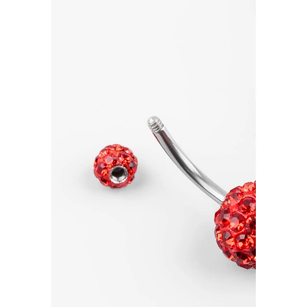 A & ONE Piros Cirkónia Kövekkel Díszített Rozsdamentes Acél Köldök Piercing