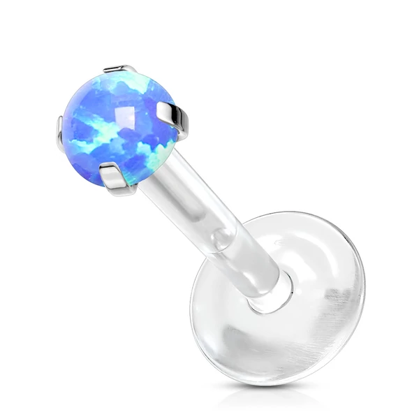 A & ONE Orvosi Acélból És Bőrbarát Műanyagból Készült, Kék Opál Köves Piercing, 4 mm