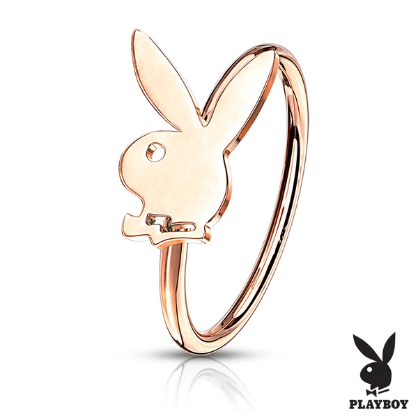 Playboy Nyuszis Rózsaarany Színű, PVD Bevonatos Orvosi Acél Karika Alakú Piercing