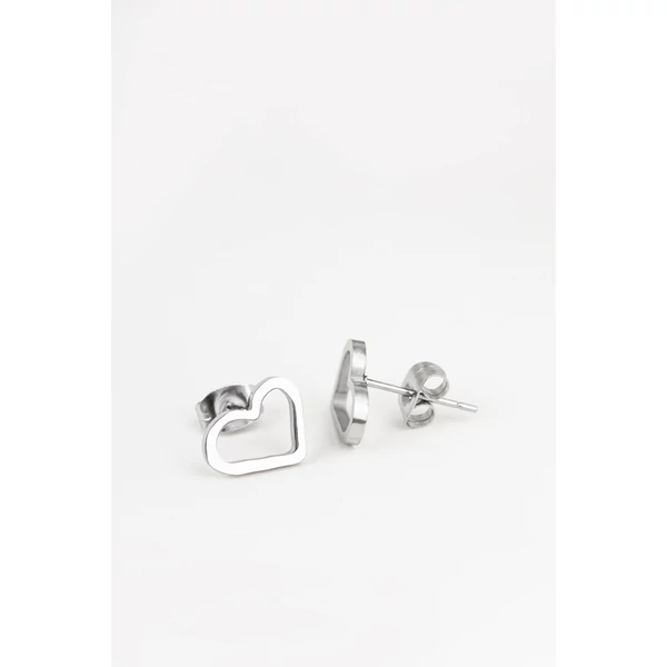 A & ONE Ezüst Színű Pici Szív Körvonal Alakú Fülbevaló