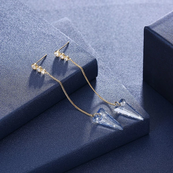 A & ONE Aranyozott S925 Ezüst Lógós Fülbevaló Világoskék Swarovski® Kristályokkal