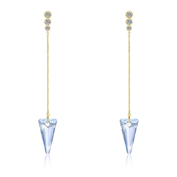 A & ONE Aranyozott S925 Ezüst Lógós Fülbevaló Világoskék Swarovski® Kristályokkal