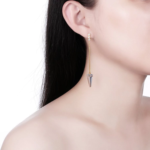A & ONE Aranyozott S925 Ezüst Lógós Fülbevaló Világoskék Swarovski® Kristályokkal