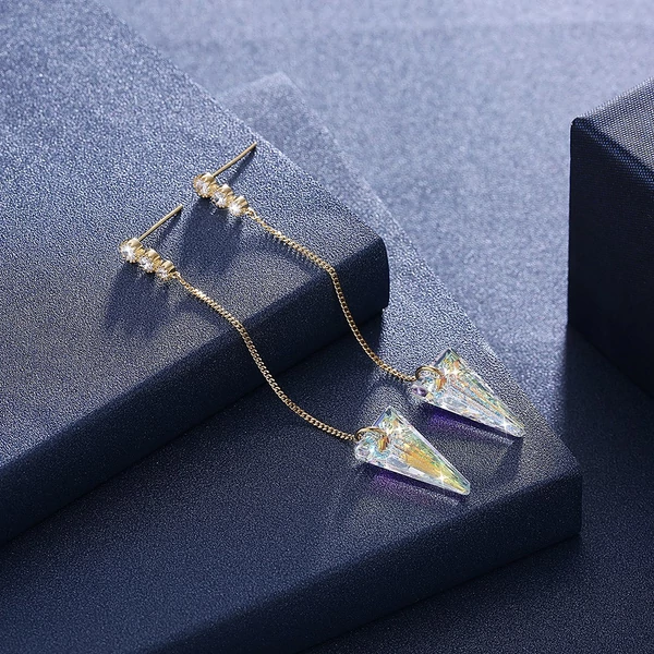 A & ONE Aranyozott S925 Ezüst Lógós Fülbevaló Színváltós Swarovski® Kristályokkal