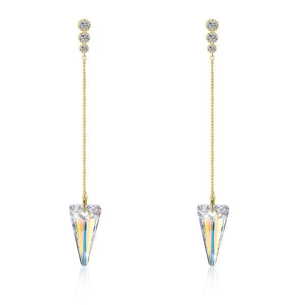 A & ONE Aranyozott S925 Ezüst Lógós Fülbevaló Színváltós Swarovski® Kristályokkal