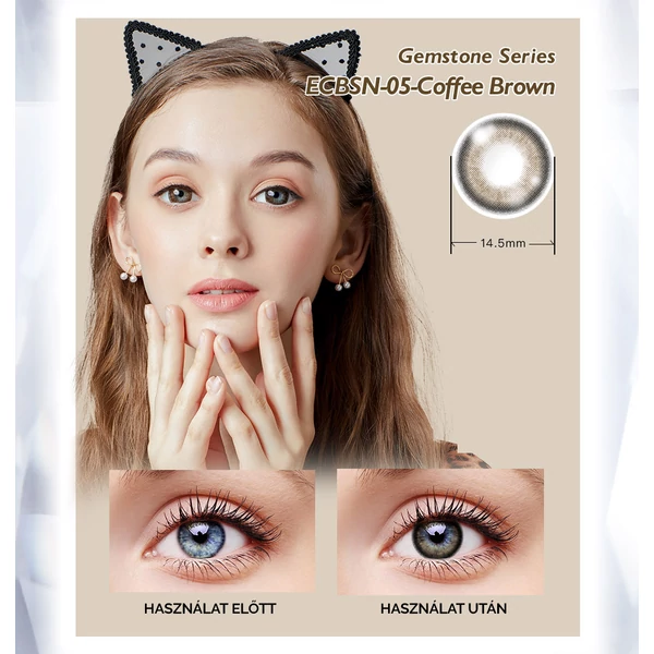 EllieCoo Gemstone Series Színes Dioptria Nélküli Kontaktlencse - Kávébarna