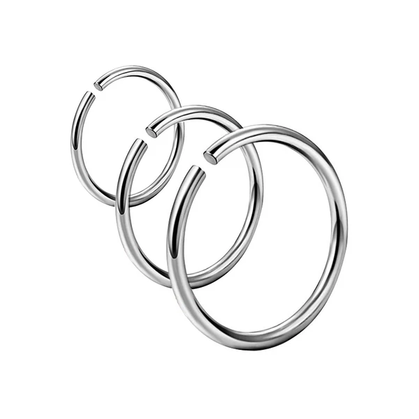 A & ONE Ezüst Színű Rozsdamentes Acél Karika Orr Piercing - 8 mm