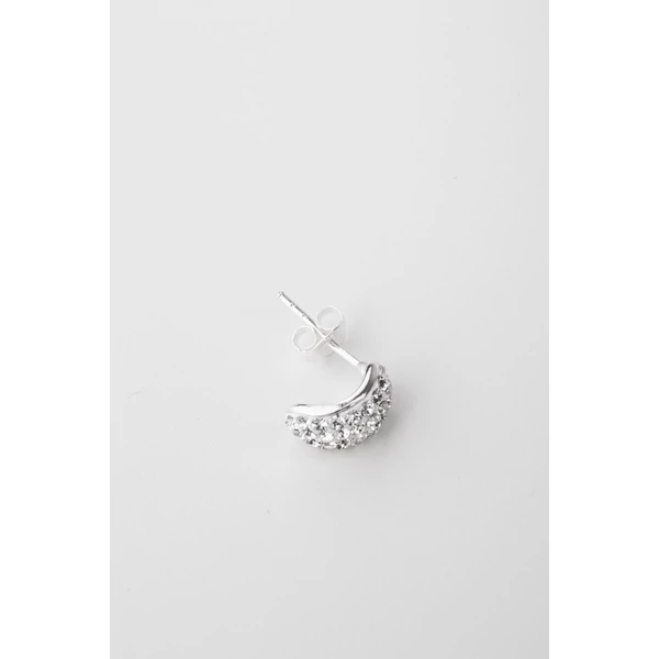 A & ONE Nyitott Félgömb Alakú Fehér Swarovski Köves S925 Ezüst Fülbevaló