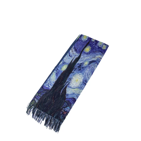 Kék Van Gogh Festmény Mintás Sál