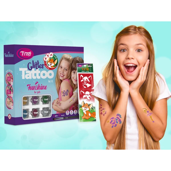Tytoo Funshine Csillámtetoválás Szett Ajándék Vuk Sablonokkal