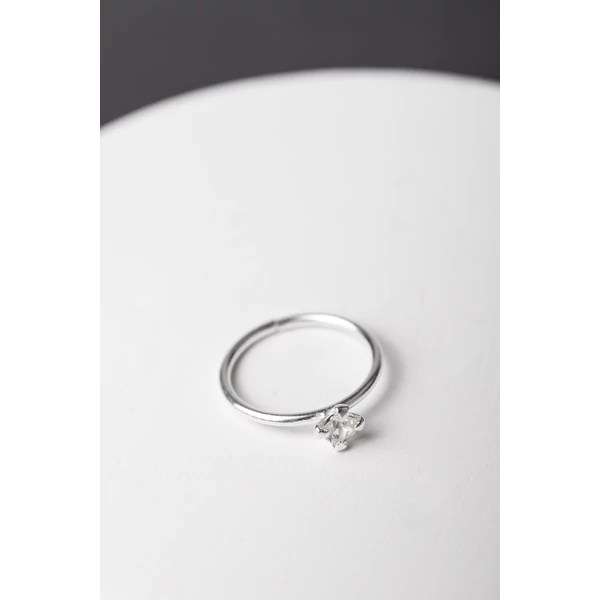 A & ONE Ezüst Színű S925 Ezüst Karika Orr/Fül Piercing Pici Cirkónia Kővel