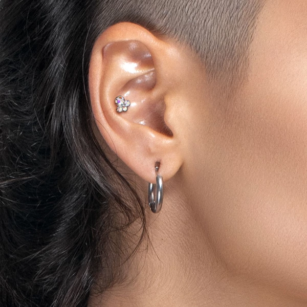 A & ONE Rózsaarany Színű 316L Orvosi Acél Fehér Kövekkel Díszített Egyenesszárú Barbell Piercing