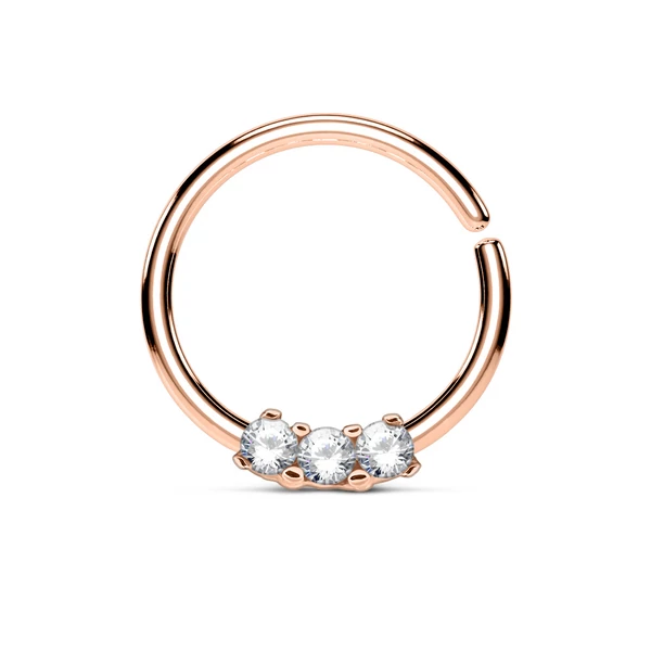 A & ONE Rózsaarany Színű 316L Orvosi Acél Karika Alakú Septum Piercing Cirkónia Kövekkel