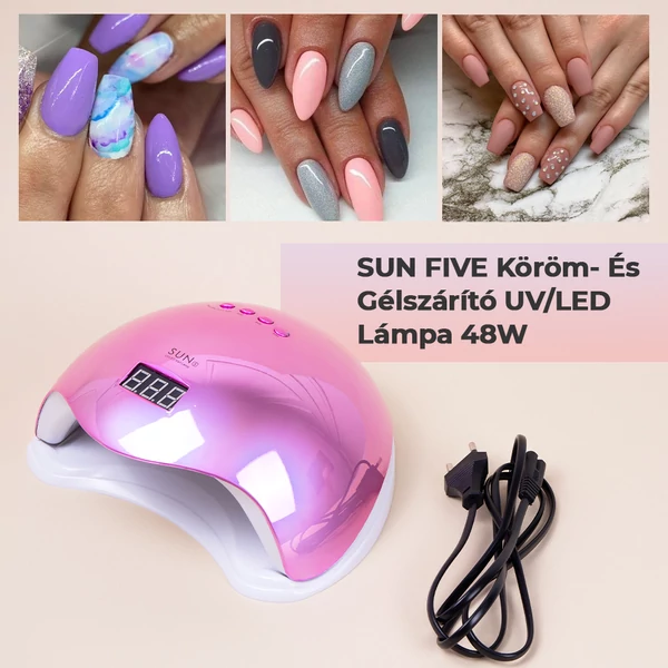SUN FIVE Világoskék Köröm- És Gélszárító UV/LED Lámpa 48W