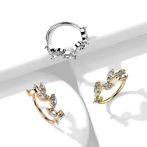A & ONE Arany Színű 14 K Arannyal Bevont Karika Piercing Cirkónia Kövekkel
