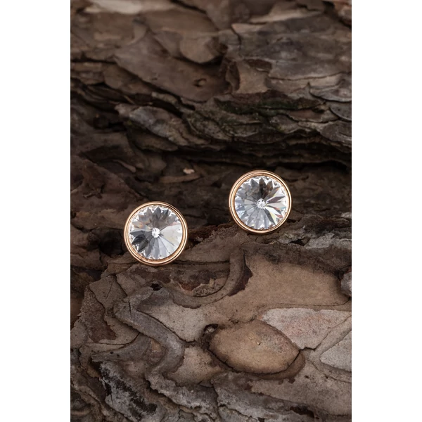 Fehér Swarovski Kövekkel Díszített Apró Aranyozott Réz Fülbevaló