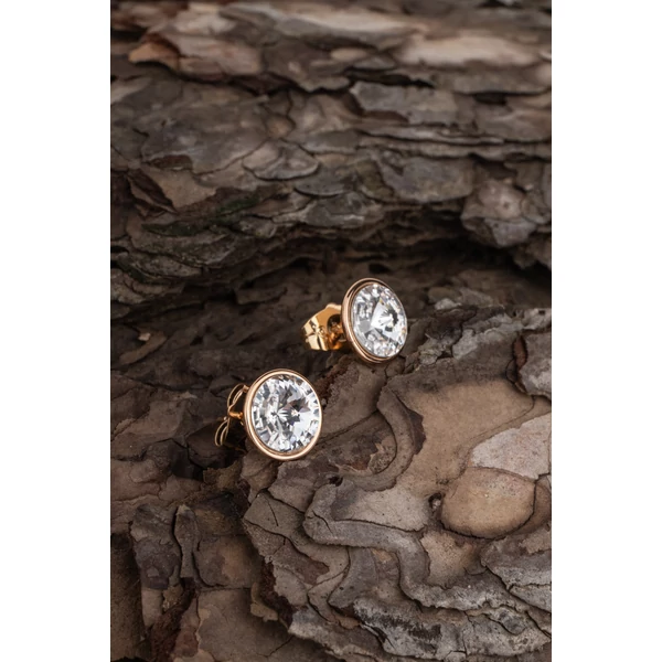 Fehér Swarovski Kövekkel Díszített Apró Aranyozott Réz Fülbevaló