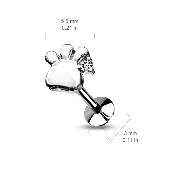A & ONE Ezüst Színű Tappancs Formájú 316L Orvosi Acél Labret Piercing